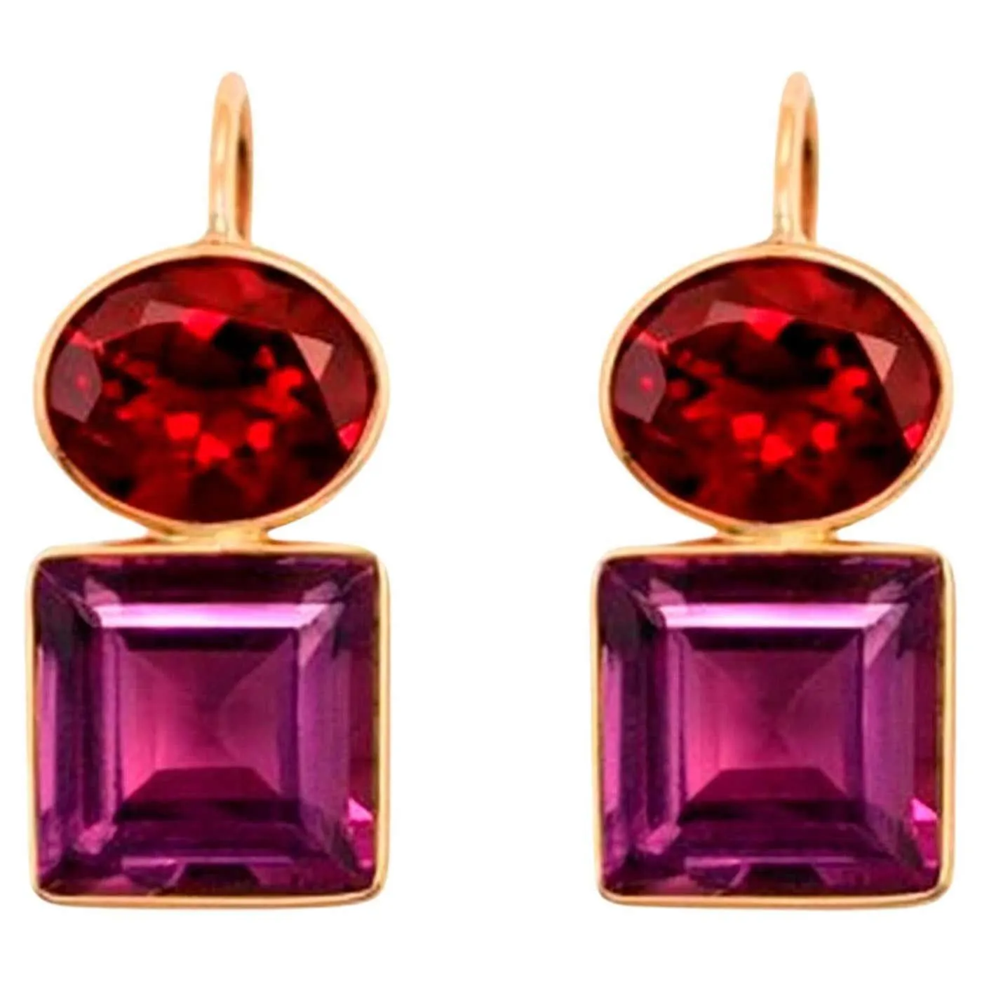 Garnet and amethyst silver earrings