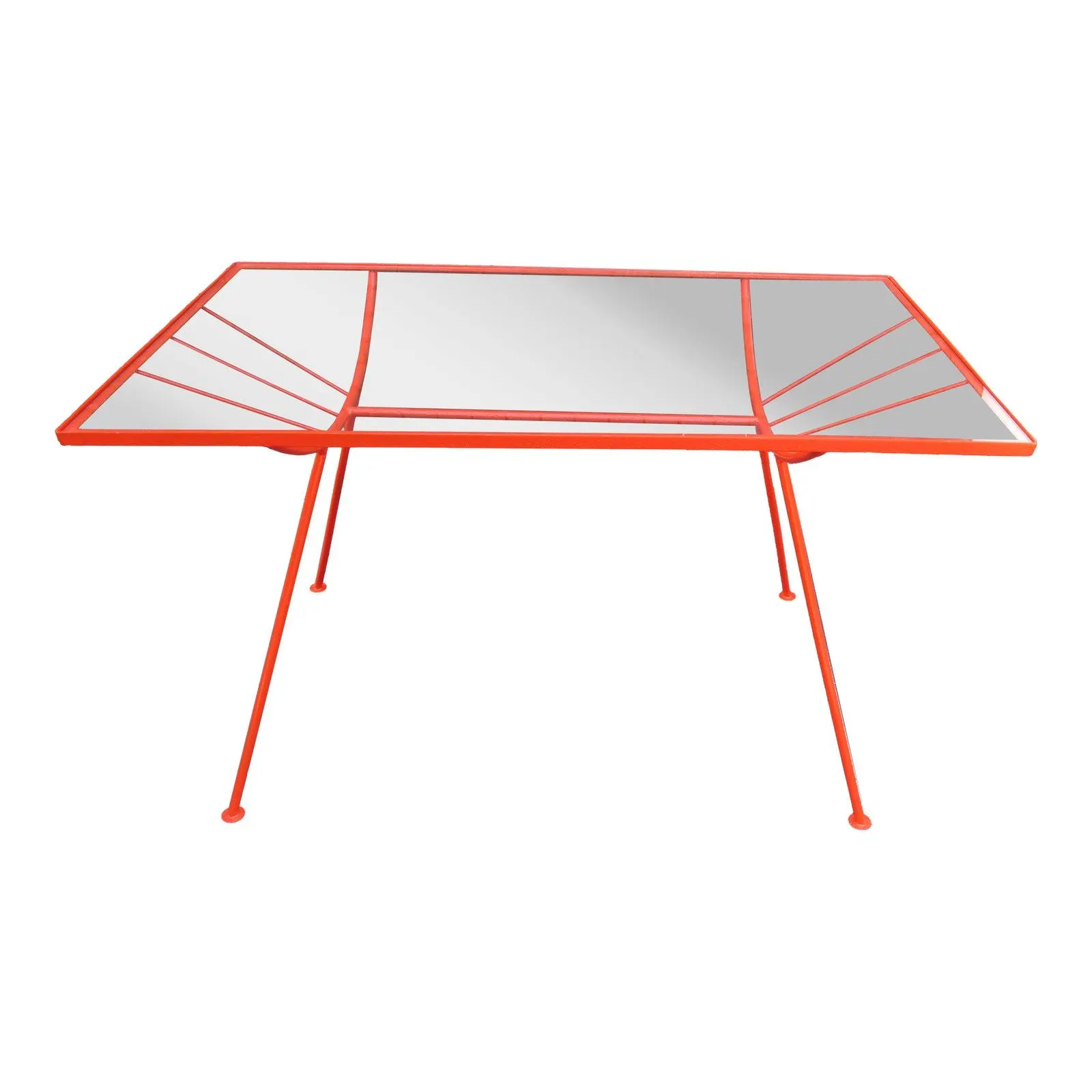1960s Vintage Modernist Steel and Glass Dining Table in the Style of Pacific Iron Works