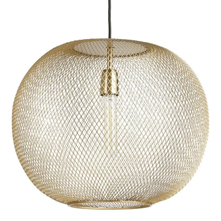 Gold Iron Wire Open Weave Globe Pendant Lamp