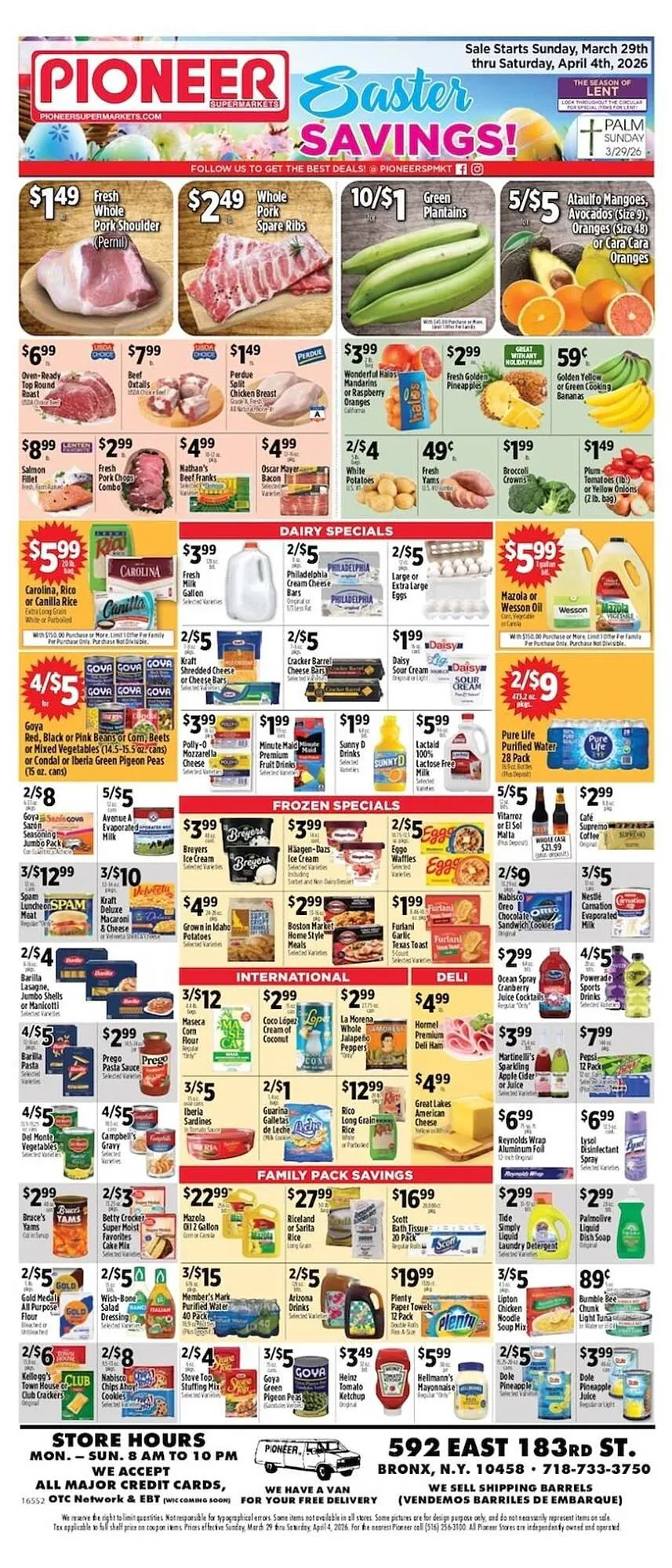 Weekly promotion Pioneer Supermarkets weekly ad spanning from March 29 to April 4 2026 - Page 1 for Catalogue 365