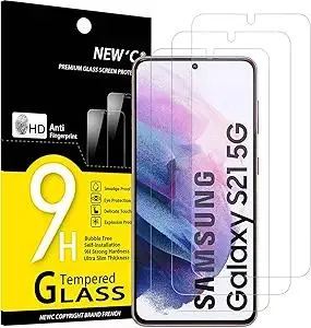 NEW'C 3 Pack Designed for Samsung Galaxy S21 5G (6.2), Screen Protector Tempered Glass, Scratch-Proof, Bubble-Free, Ultra Resistant (0.26 mm HD Ultra Transparent) 9H Hardness Glass