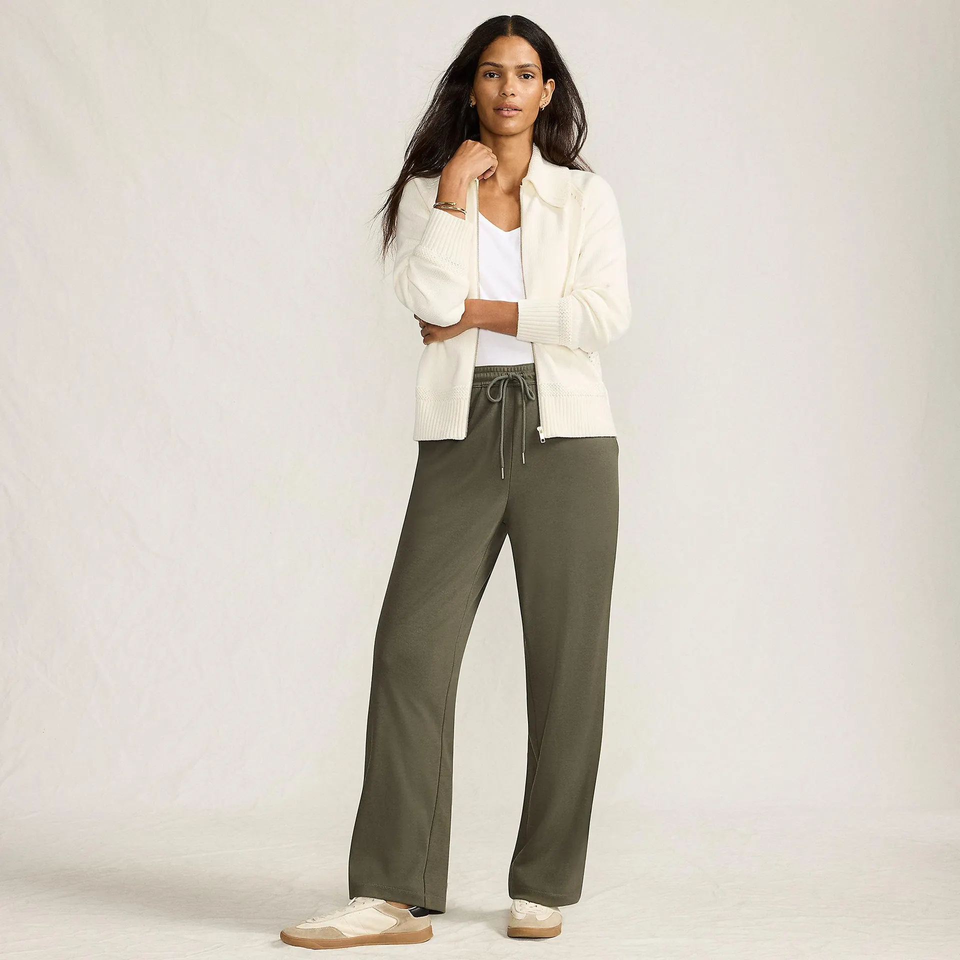 Women's Sport Knit High Rise Pull On Relaxed Straight Leg Pants