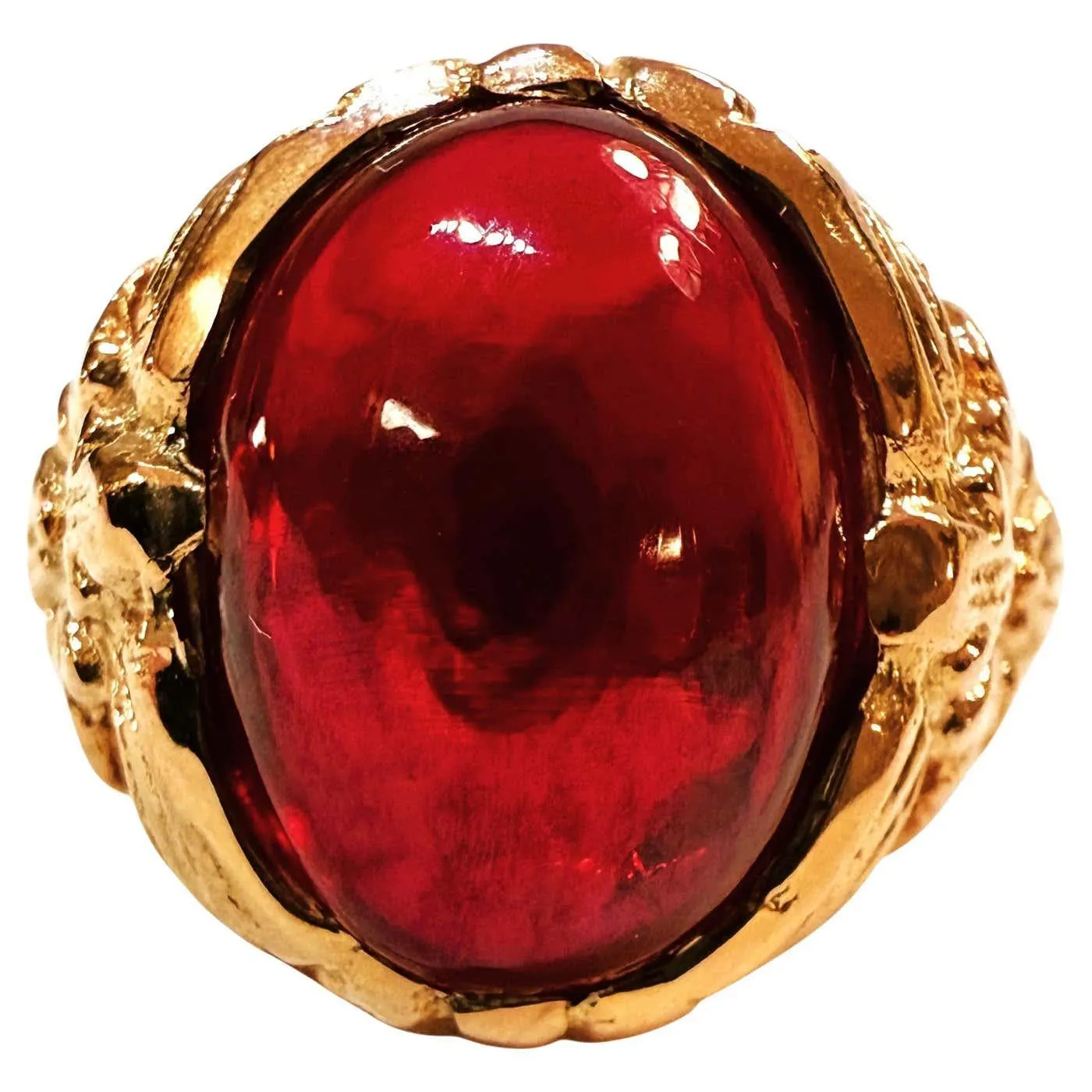 New 11.25 Carat Rubellite Cabochon Rose Gold PL Sterling Silver Ring Size 7