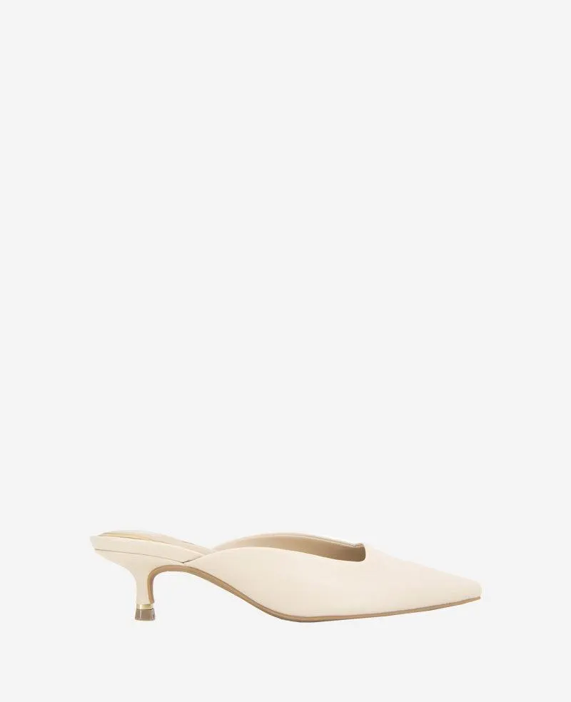 Margo Leather Kitten Heel Mule - WHITECAP LEATHER