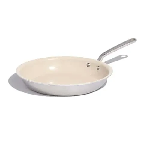 Made In Cookware Ceramic/Stainless Steel Fry Pan 12 in. Silver/White
