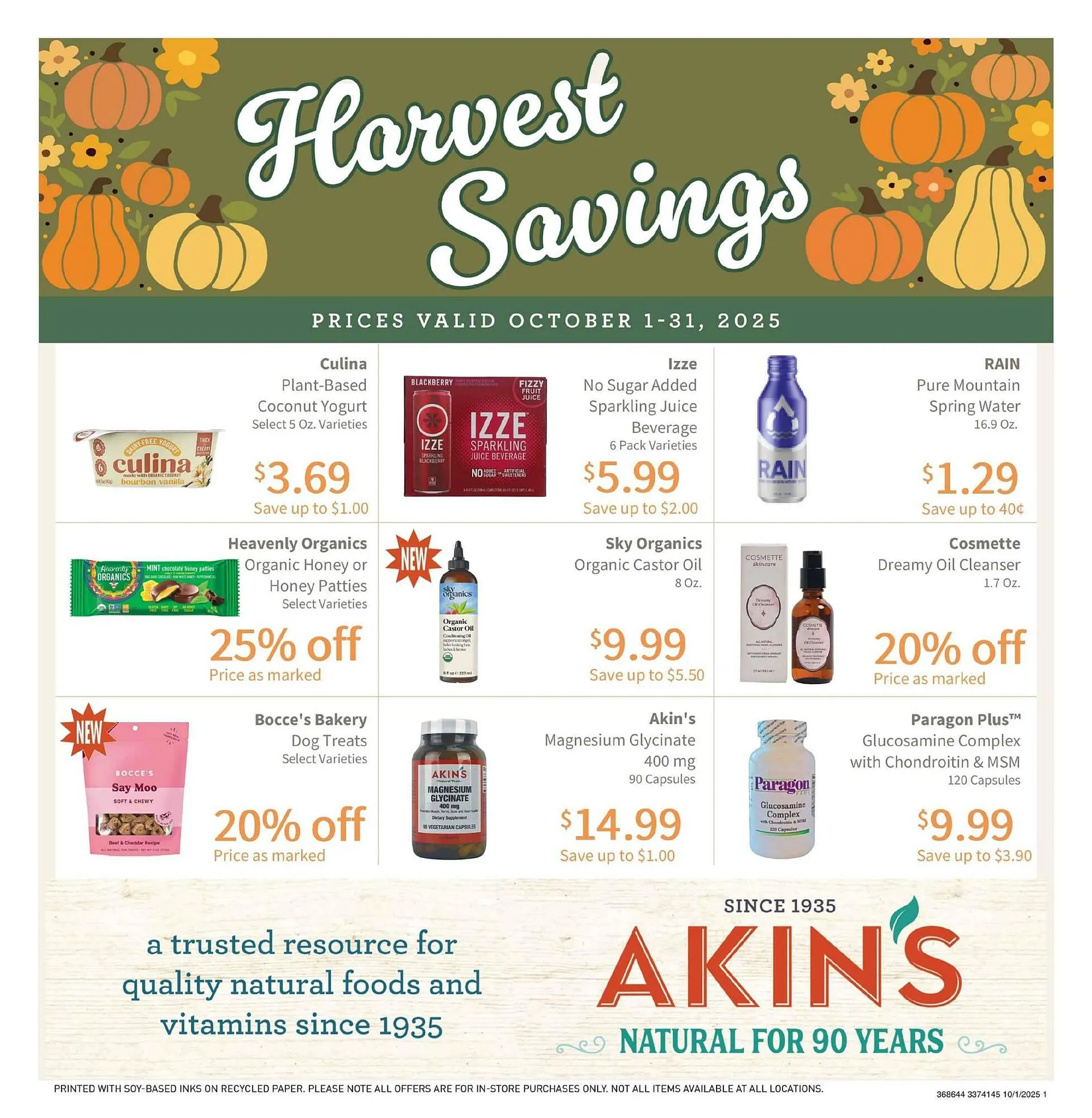 Weekly ad Akin's Natural Foods weekly ad from October 1 to October 31 2025 - Page 1