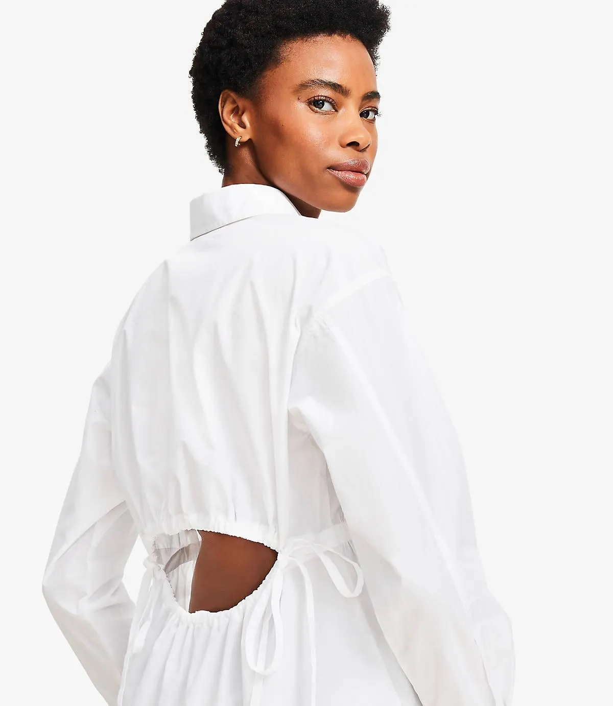 Poplin Cutout Back Tunic Shirt