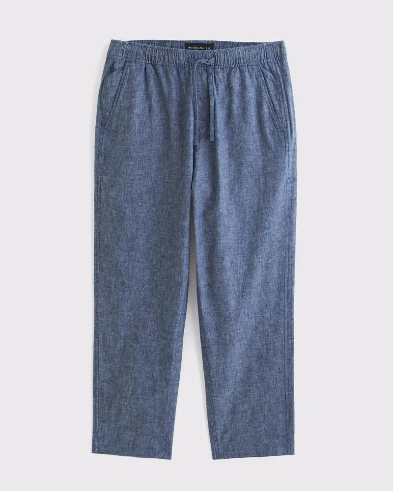 Loose Linen-Blend Pull-On Pant