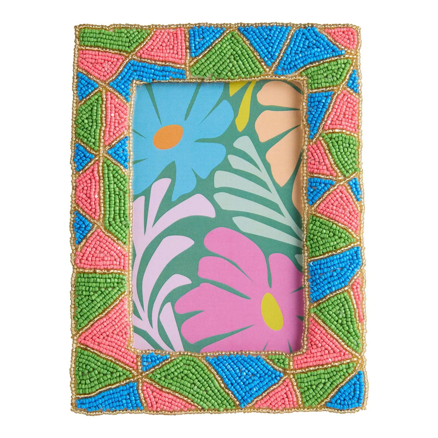 Neon Multicolor Beaded Triangle Frame