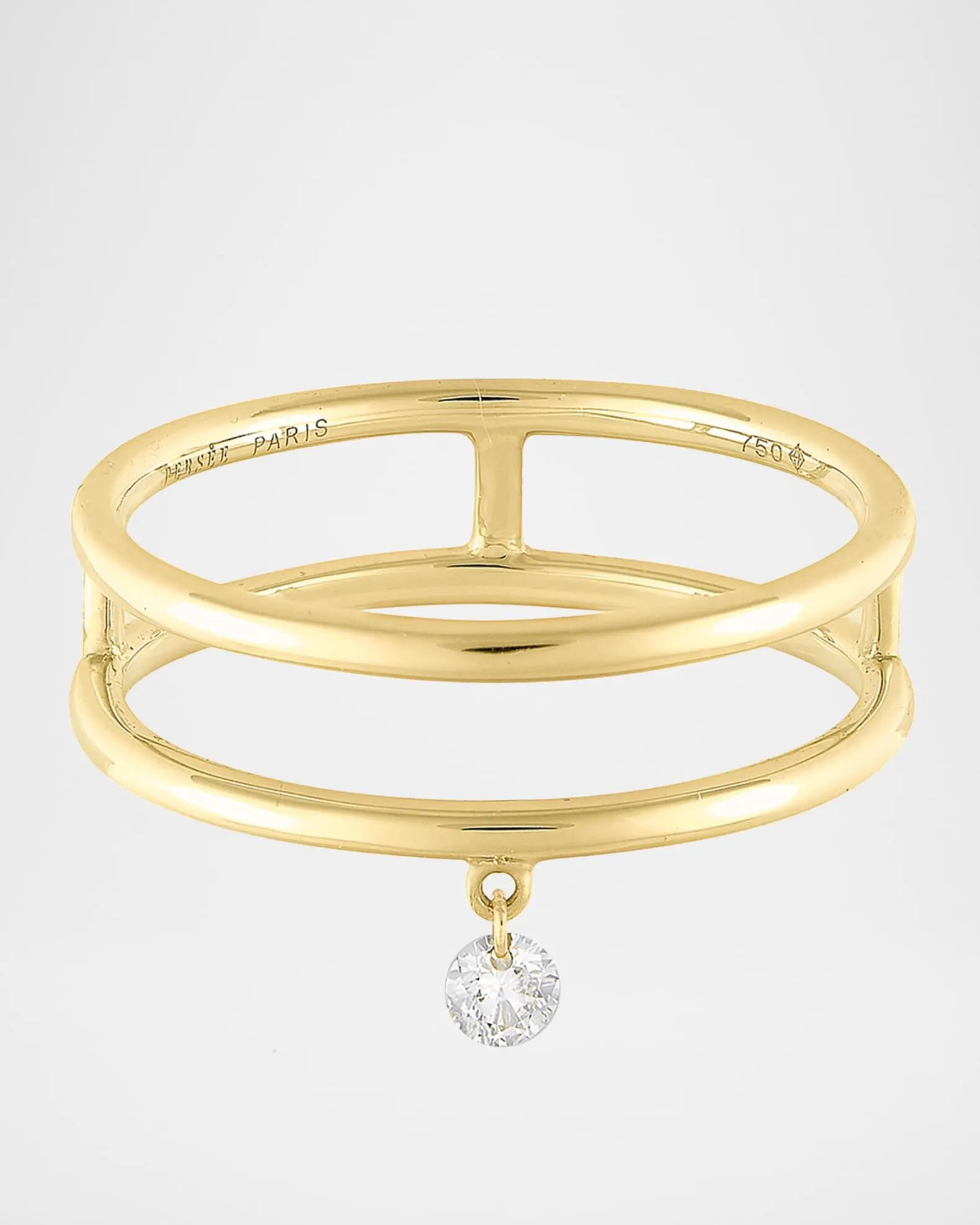 Zeus Plain Double Band Ring with 1 Hanging Diamond