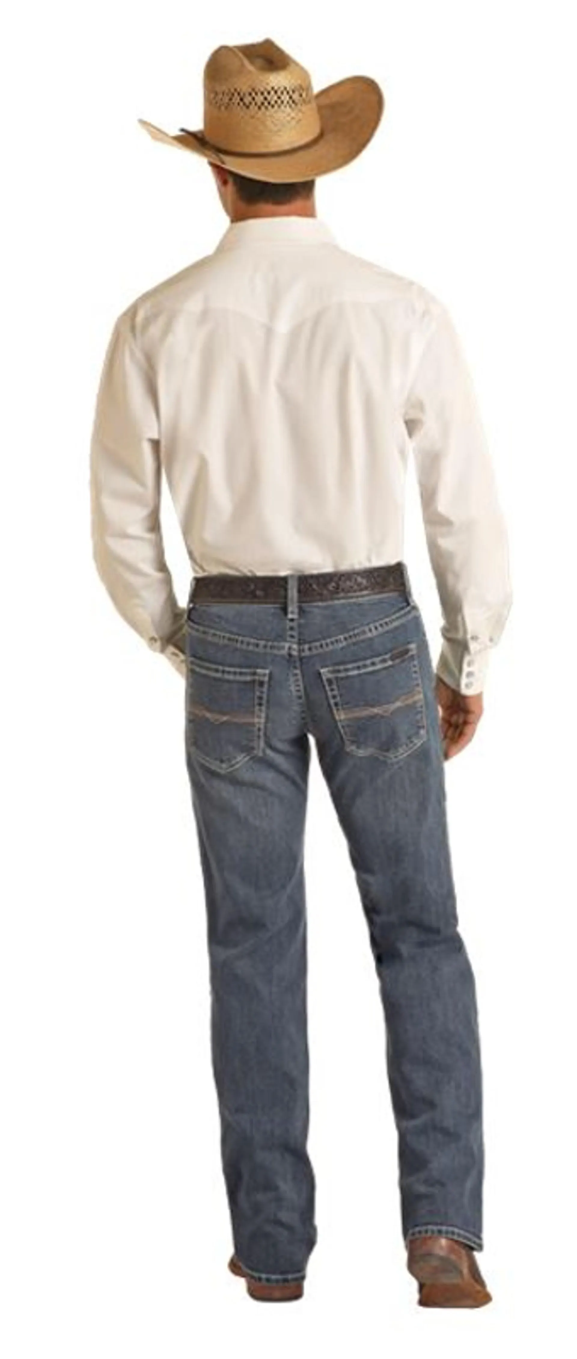 Rock & Roll Denim Men's Ivory Stitch Revolver Medium Vintage Wash ReFlex Denim Jeans