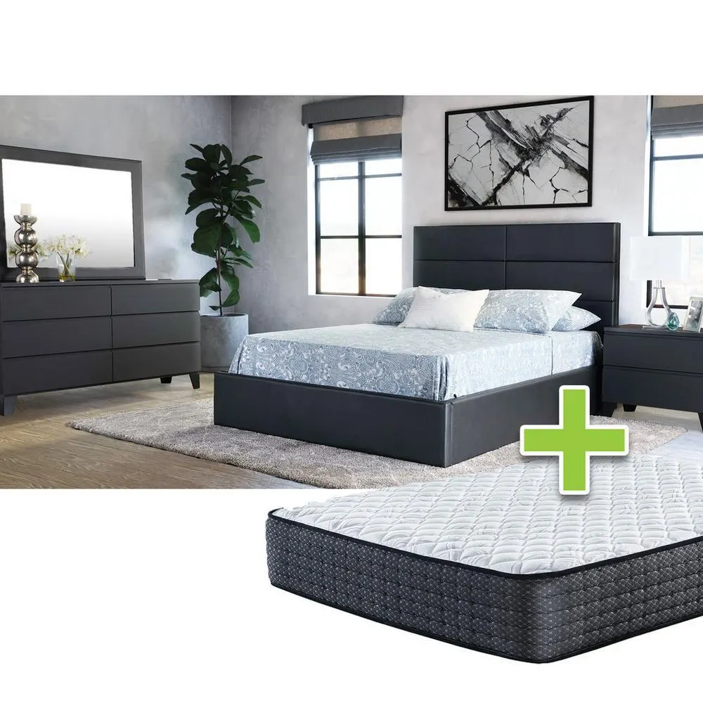 6 - Piece Metrica Queen Bedroom Set with 12" Upland Premium Better Tight Top Firm Mattrss