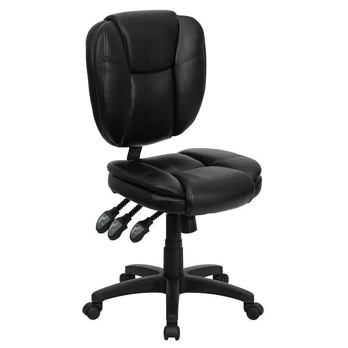 Flash Furniture Caroline Armless Ergonomic LeatherSoft Swivel Mid-Back Multifunction Task Office Chair,