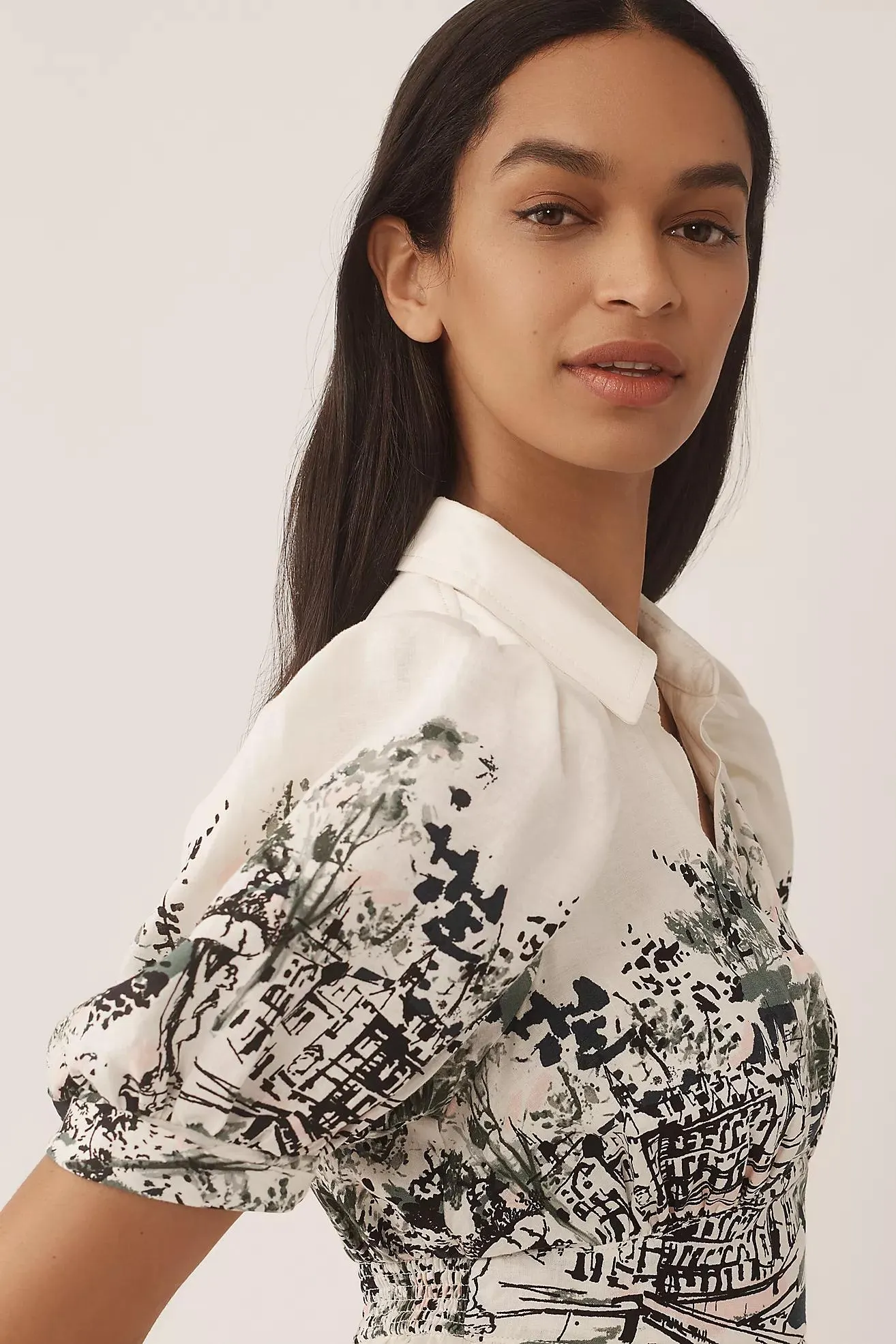 Maeve Short-Sleeve Collared Mini Shirt Dress