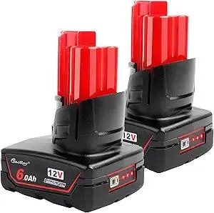 waitley 2 Pack 12V 6A Replacement Battery Compatible with Milwaukee Power Tools (Not Made in Milwaukee)