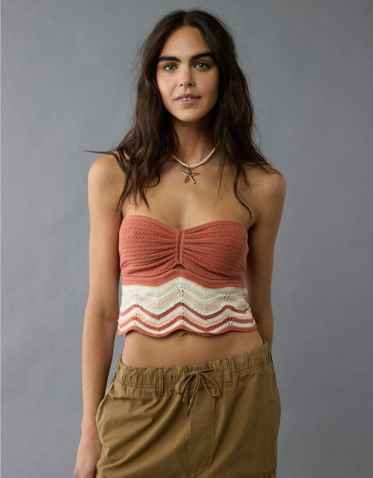 AE Cropped Chevron Crochet Tube Top