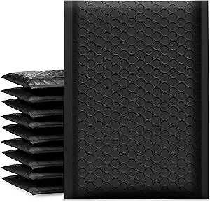 UCGOU Bubble Mailers 5x8.6 Inch Usable Size 5x7 Inch Black 50 Pack Padded Envelopes Small Business Mailing Packages Self Seal Adhesive Waterproof Boutique Shipping Bags for Jewelry Makeup Supplies