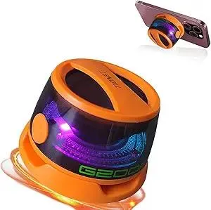 Magnetic Bluetooth Speaker Phone Stand Magnet for PC iPhone Android, Small Portable Speaker with RGB for Camping, Party, Desk. 1 Orange Wireless Speaker