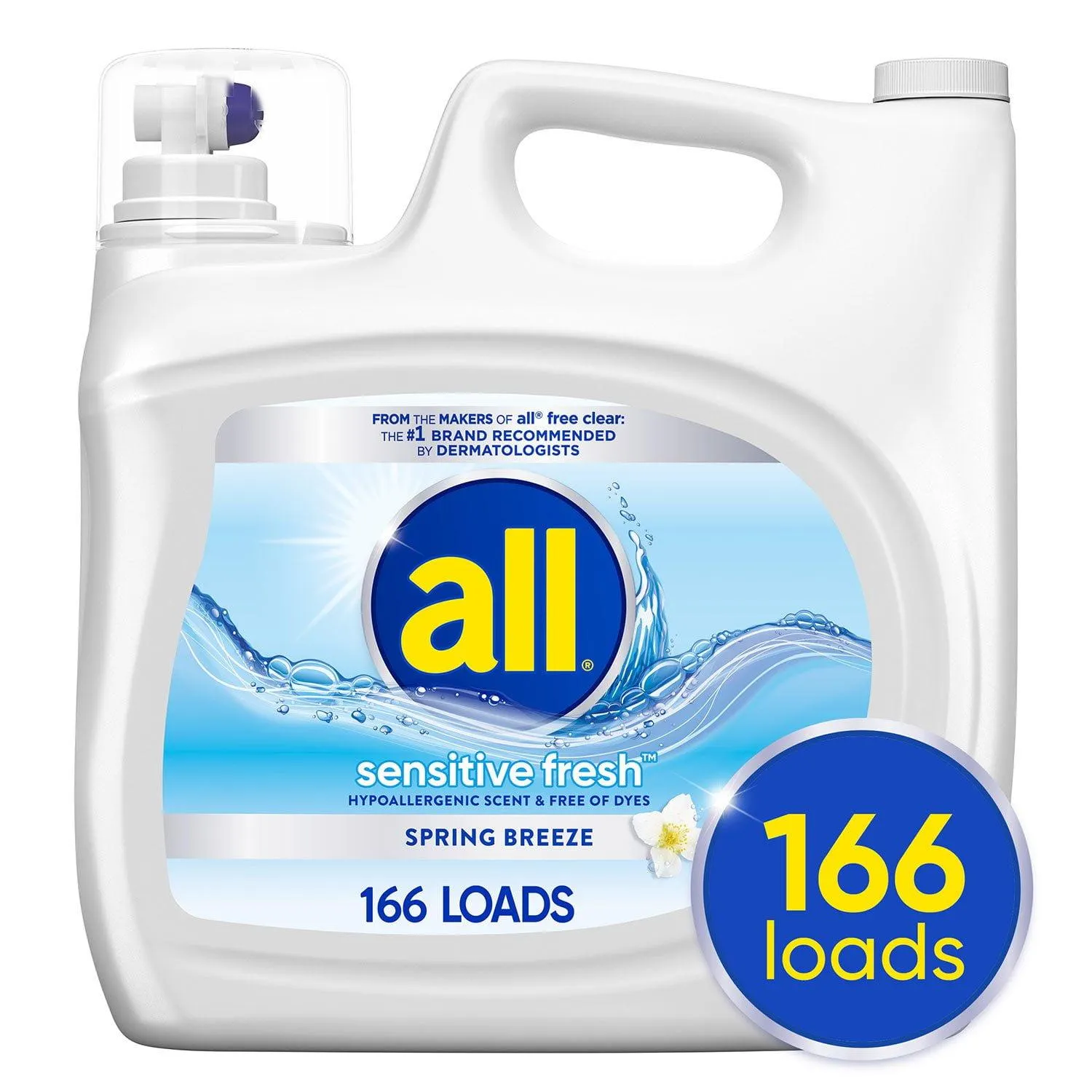 all Sensitive Fresh Liquid Laundry Detergent, Spring Breeze, 166 loads, 250 fl. oz.