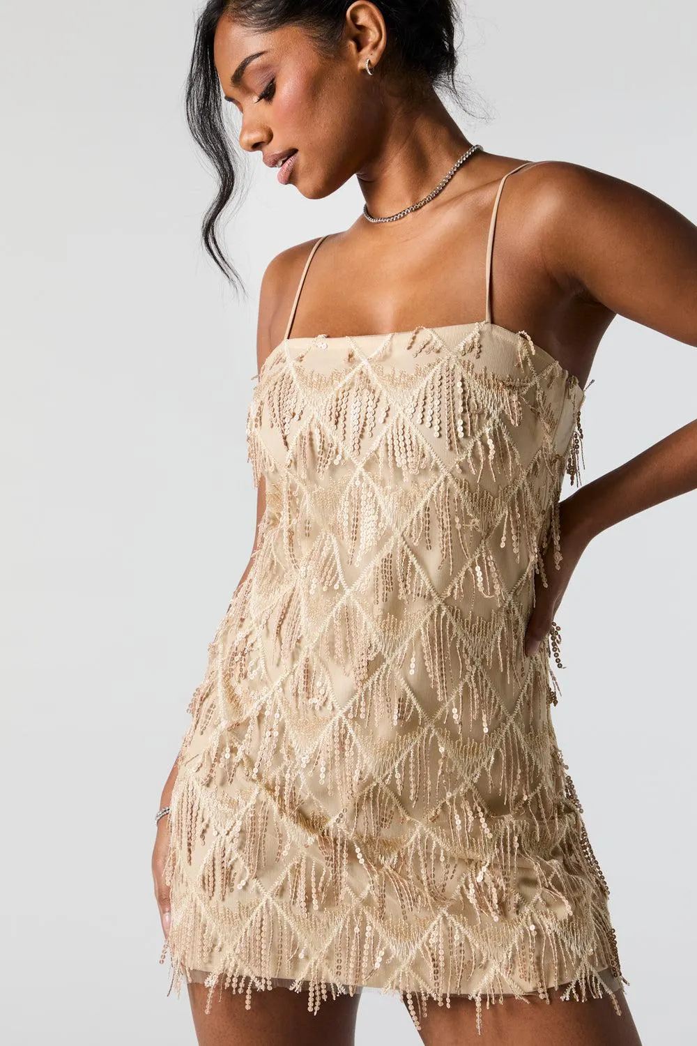 Sequin Diamond Mini Dress