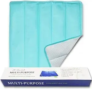 Ice Cooling Mat, Gel Cooling Cold Mat Pain Relief, Injuries Mesh Fabric Hot Cold Therapy Pack for Back, Shoulder, Knee, Belly Green 18in×18in (Green)