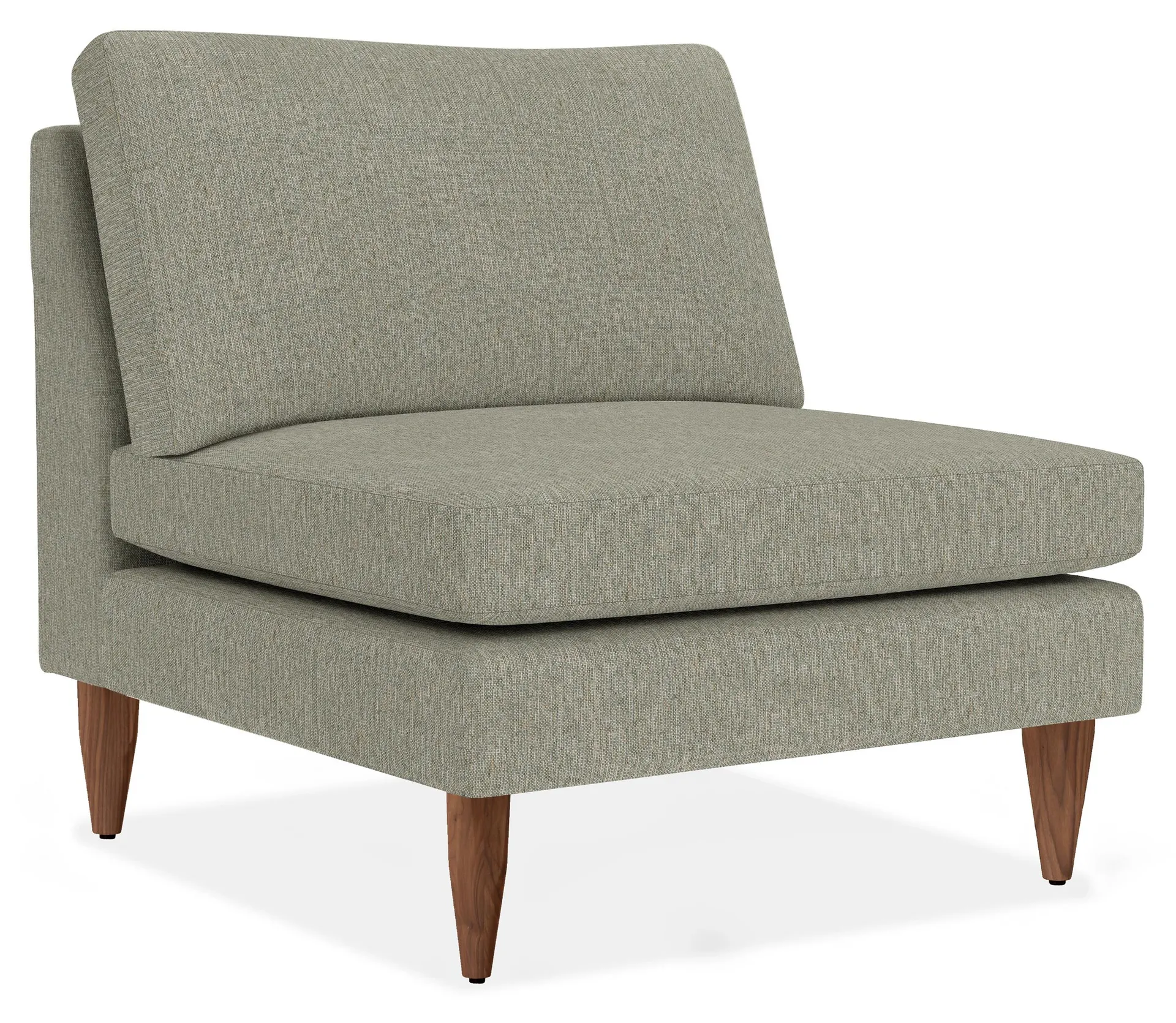 Jasper 32" Armless Chair in Conley Cloud with Tapered Walnut Legs