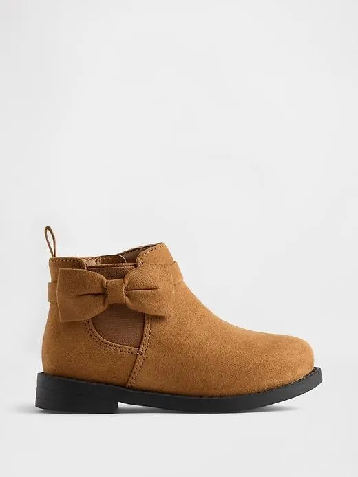 Toddler Vegan Suede Bow Chelsea Boots