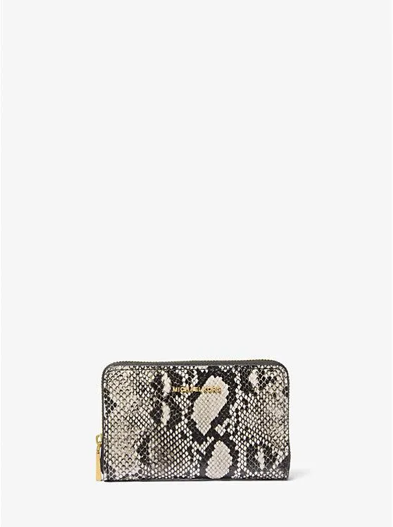 Jet Set Small Snake Embossed Leather Wallet