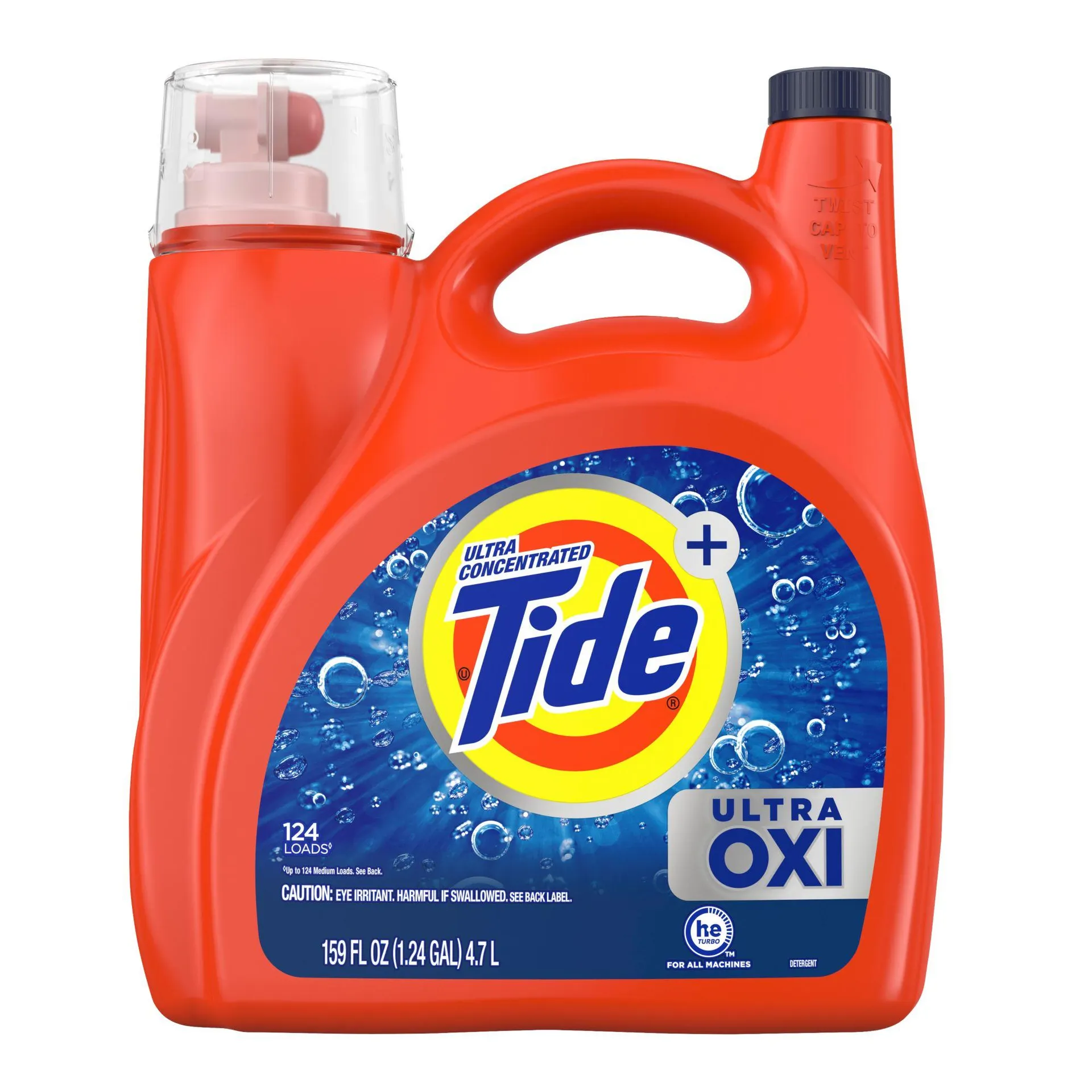 Tide Ultra Oxi Liquid Laundry Detergent, HE Compatible, 124 loads/159 fl. oz.