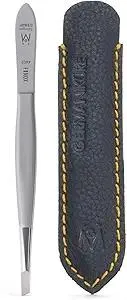 GERMANIKURE Slanted Tweezers in Leather Case - Made in Solingen Germany
