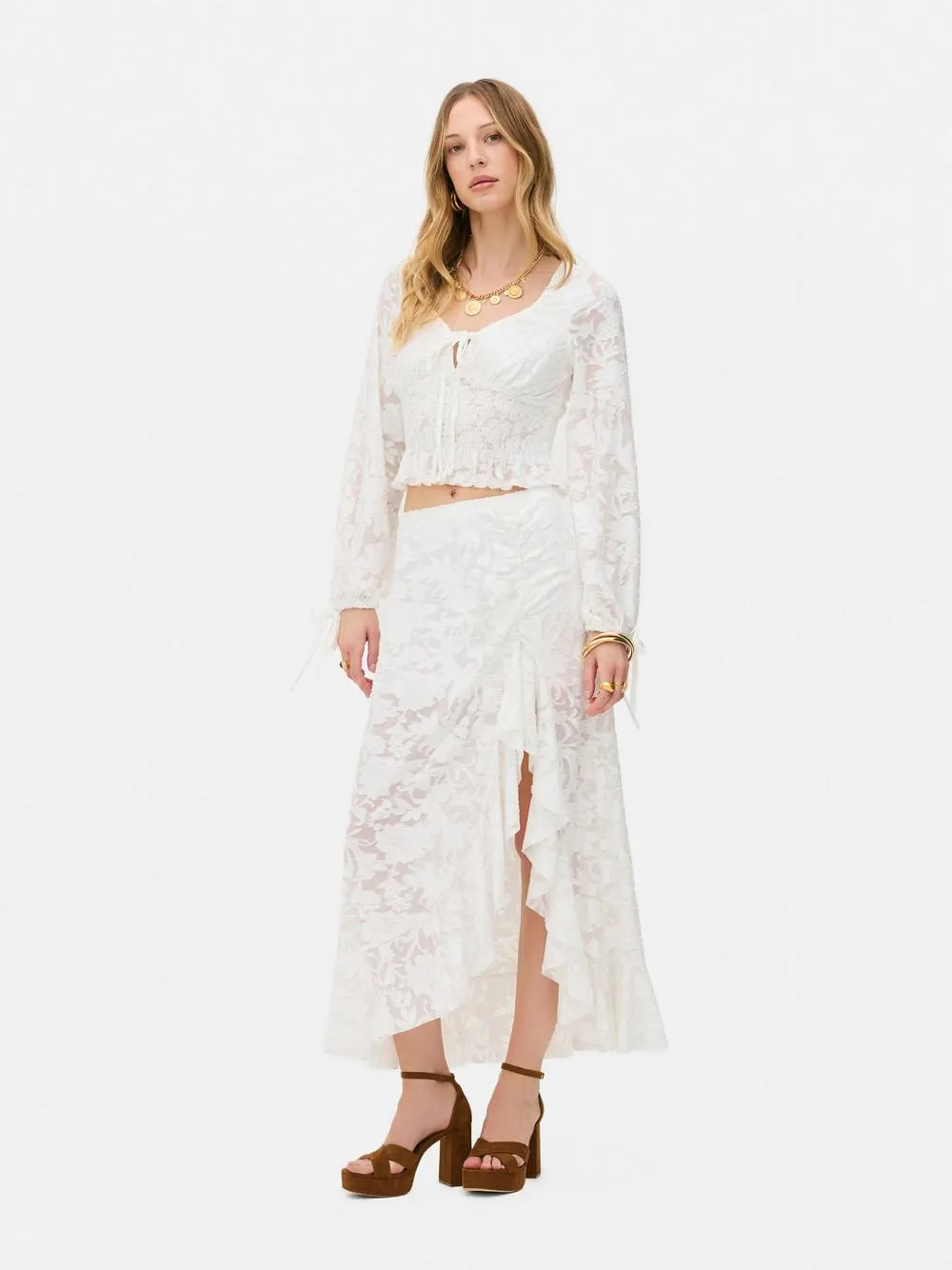 Rita Ora Boho Burnout Shirred Top