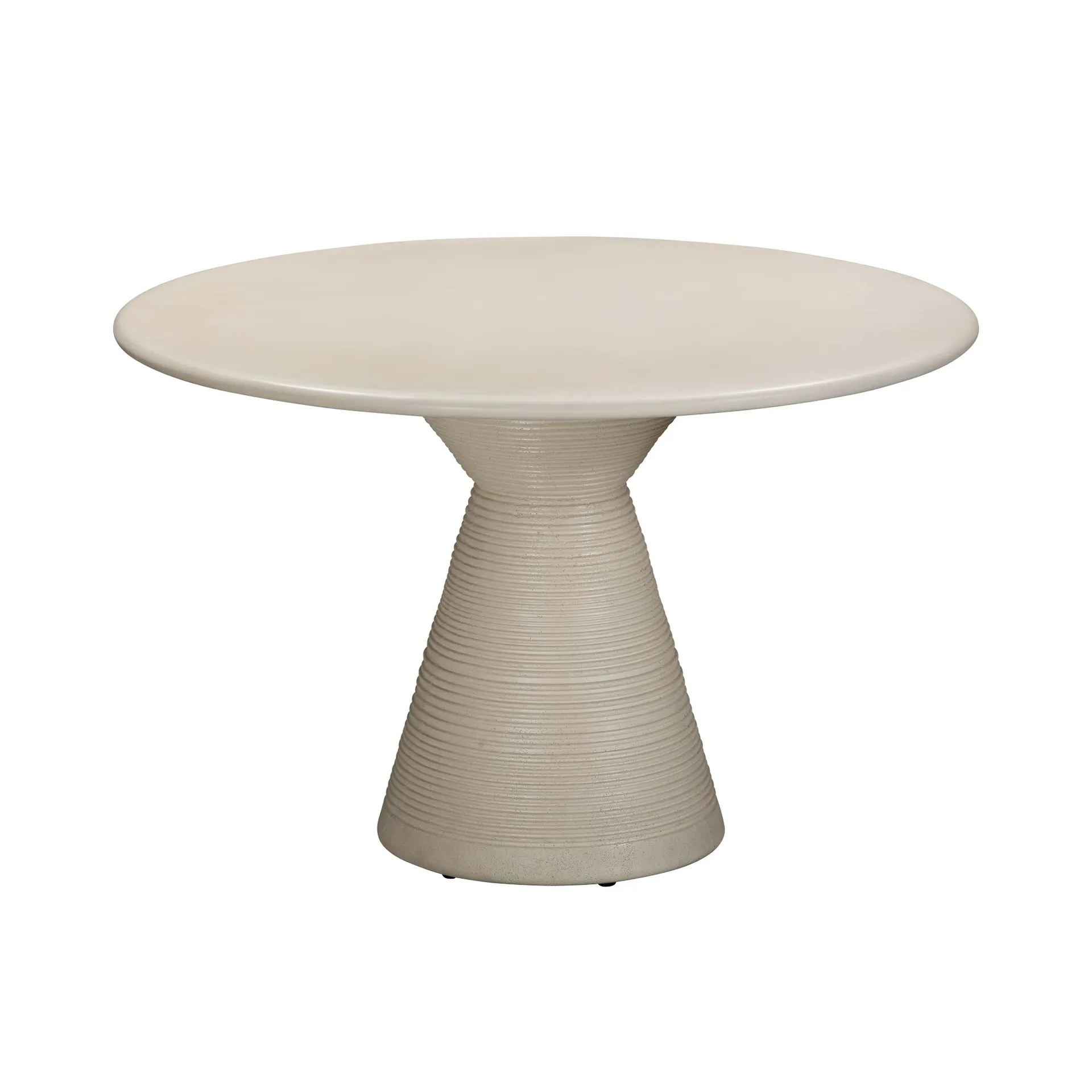 Fern 47" Beige Textured Faux Plaster Concrete Indoor / Outdoor Round Dining Table