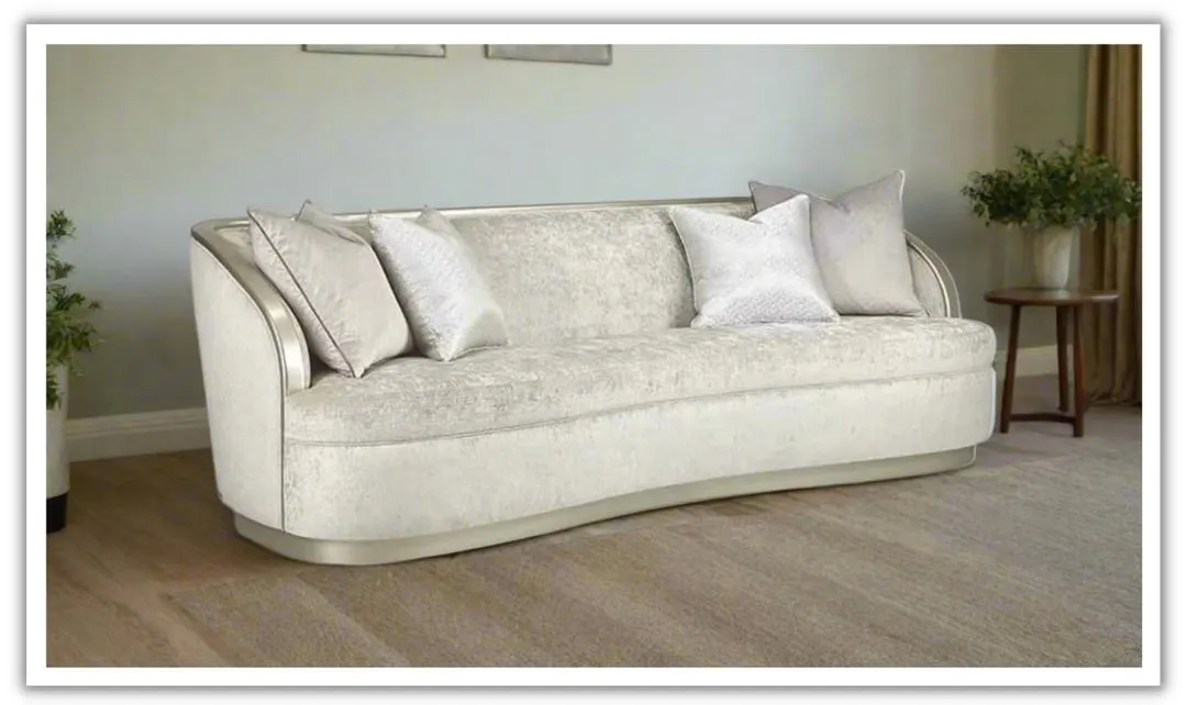 AICO Lanna 2-Seater Silver Mist Velvet Fabric Mansion Sofa