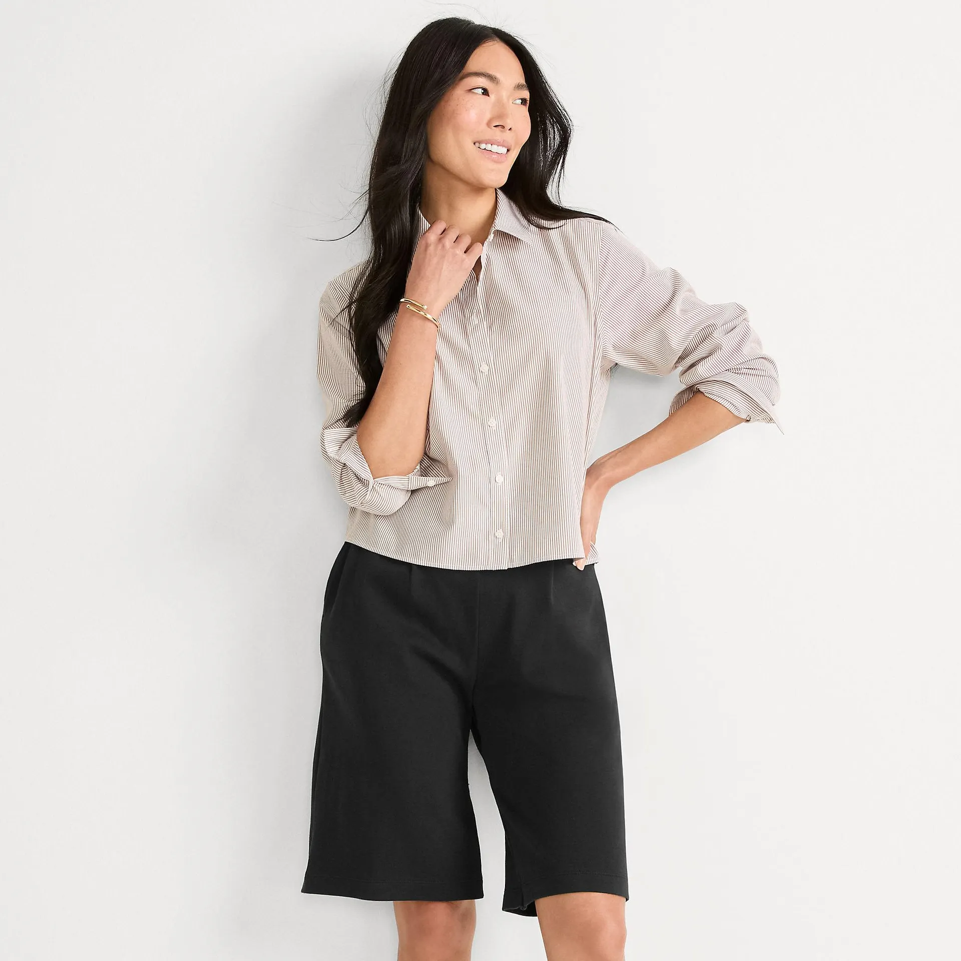 Women's Sport Knit High Rise Pleated 12" Bermuda Shorts