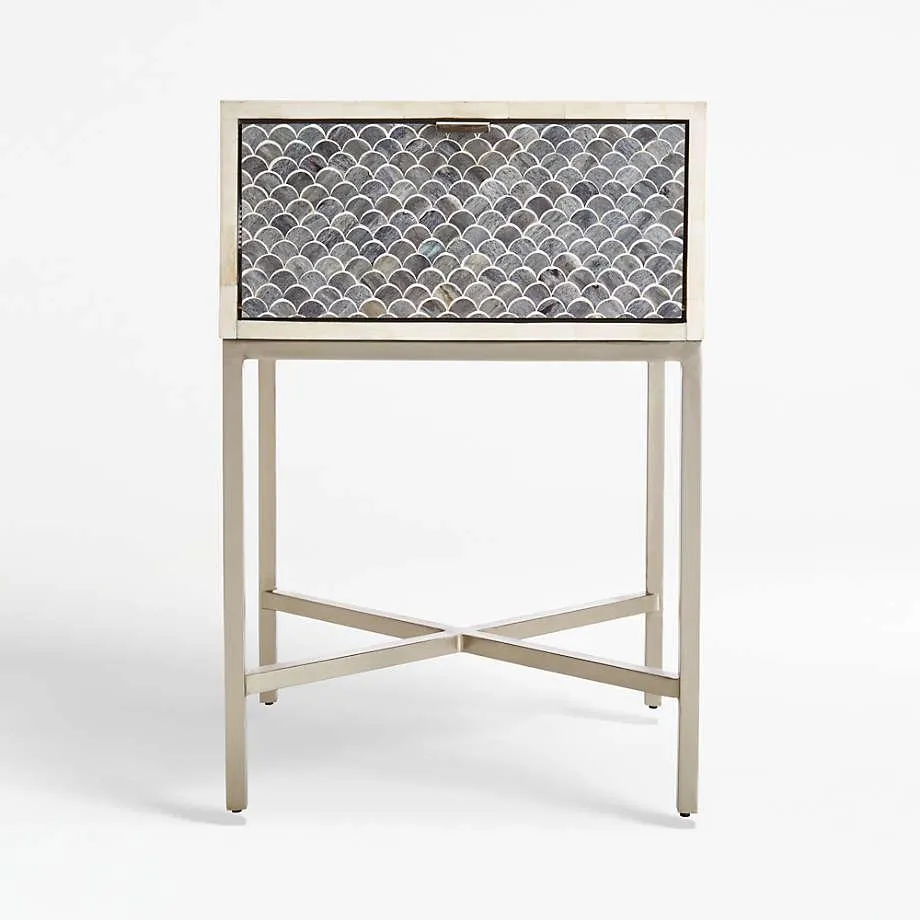 Scallop Grey Bone Inlay Nightstand