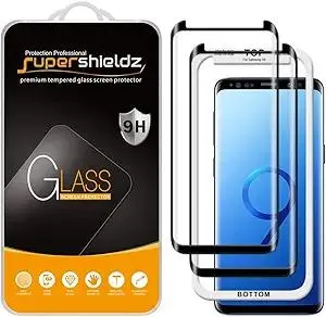 Supershieldz (2 Pack) Designed for Samsung Galaxy S9 Tempered Glass Screen Protector with (Easy Installation Tray) Anti Scratch, Bubble Free (Black)