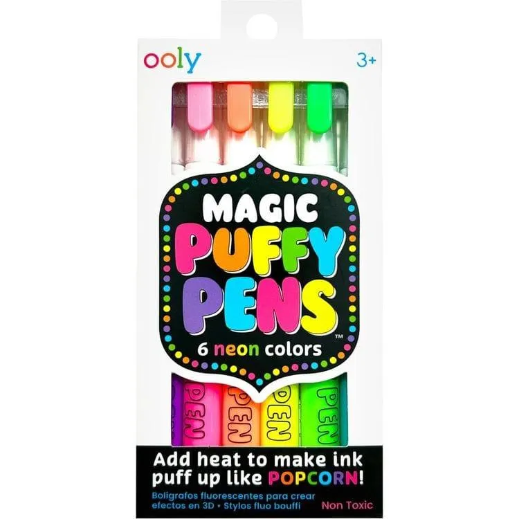 Magic Neon Puffy Pens - 6 Pack