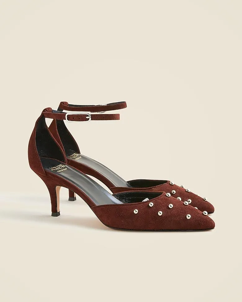 Made-in-Italy Colette suede slingback heels with beads