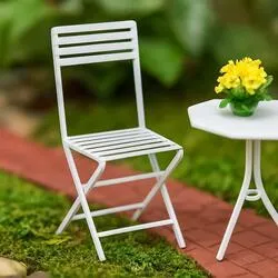 Dollhouse Miniature Metal White Patio Chair
