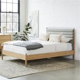 Lenia Queen Upholstered Bed - White Oak and Rain Cloud Gray