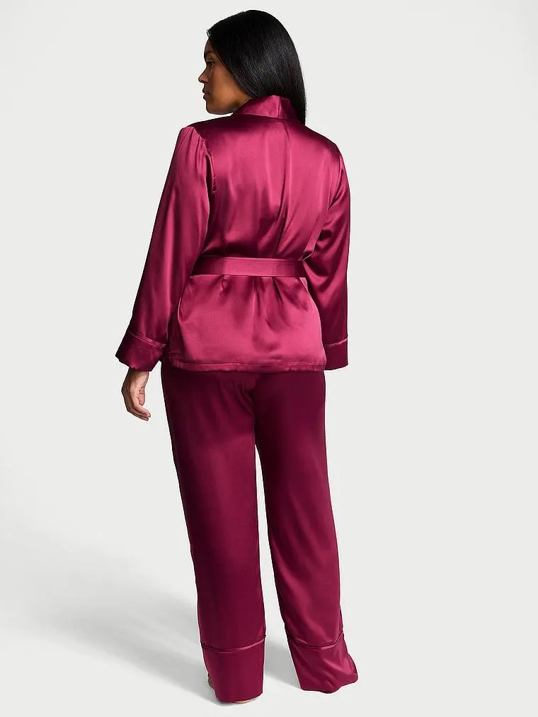 Victoria's Secret Dream Satin Wrap Top Long Pajama Set