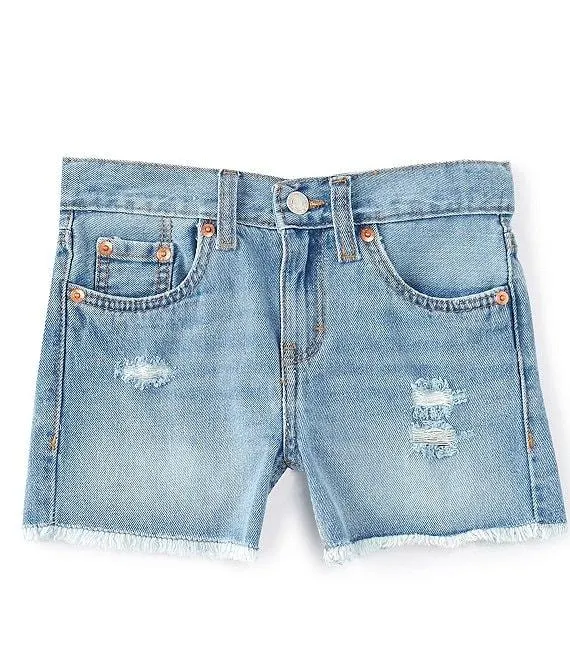 Levi's® Big Girls Girlfriend Shorty Short Raw Hem Denim Shorts