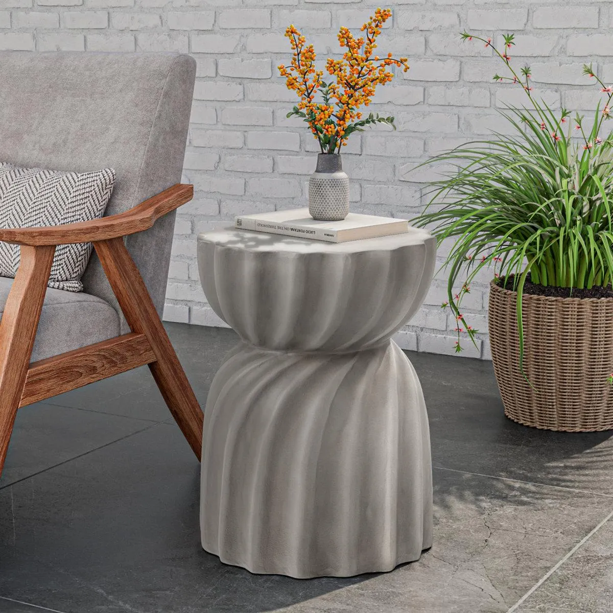 Canham 14.2'' Stone Outdoor Side Table