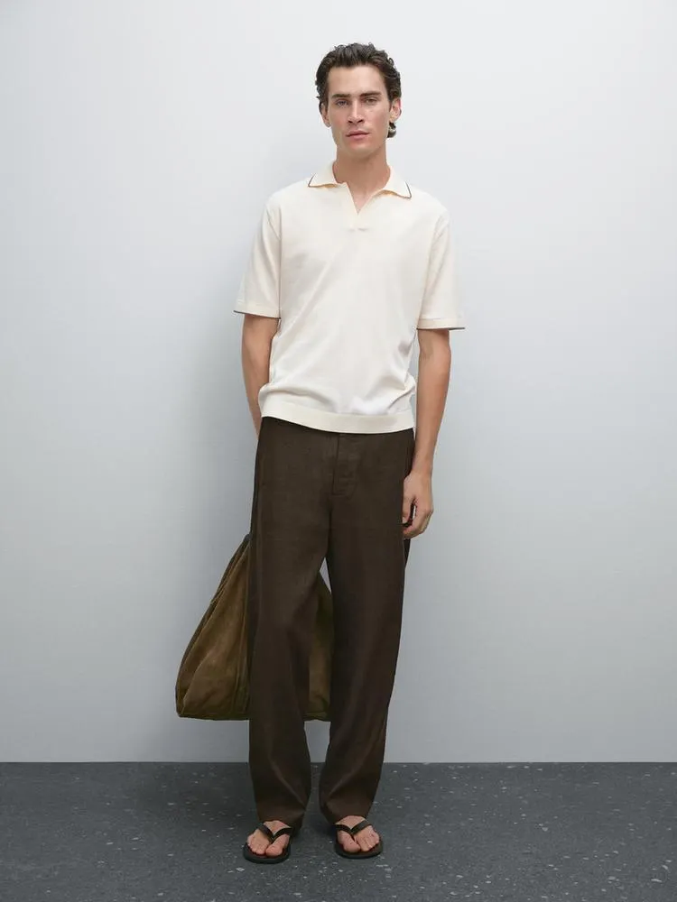 Knit polo shirt with contrast detail