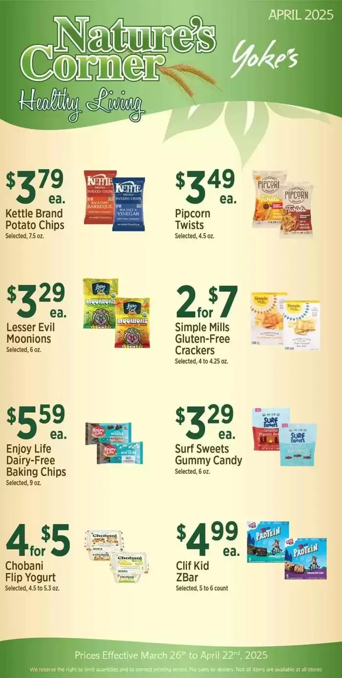 Weekly ad Yoke's Fresh Market Nature's Corner from March 26 to April 22 2025 - Page 1