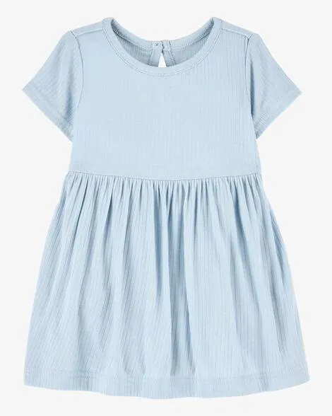 Baby Girl Solid PurelySoft Bodysuit Dress -Blue