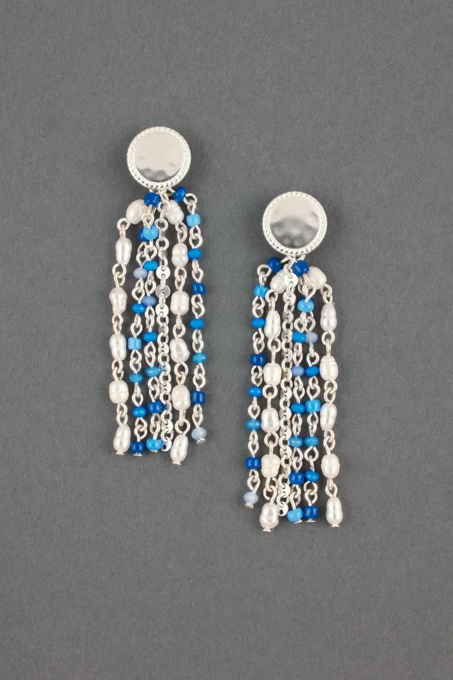 bead fringe stud earring