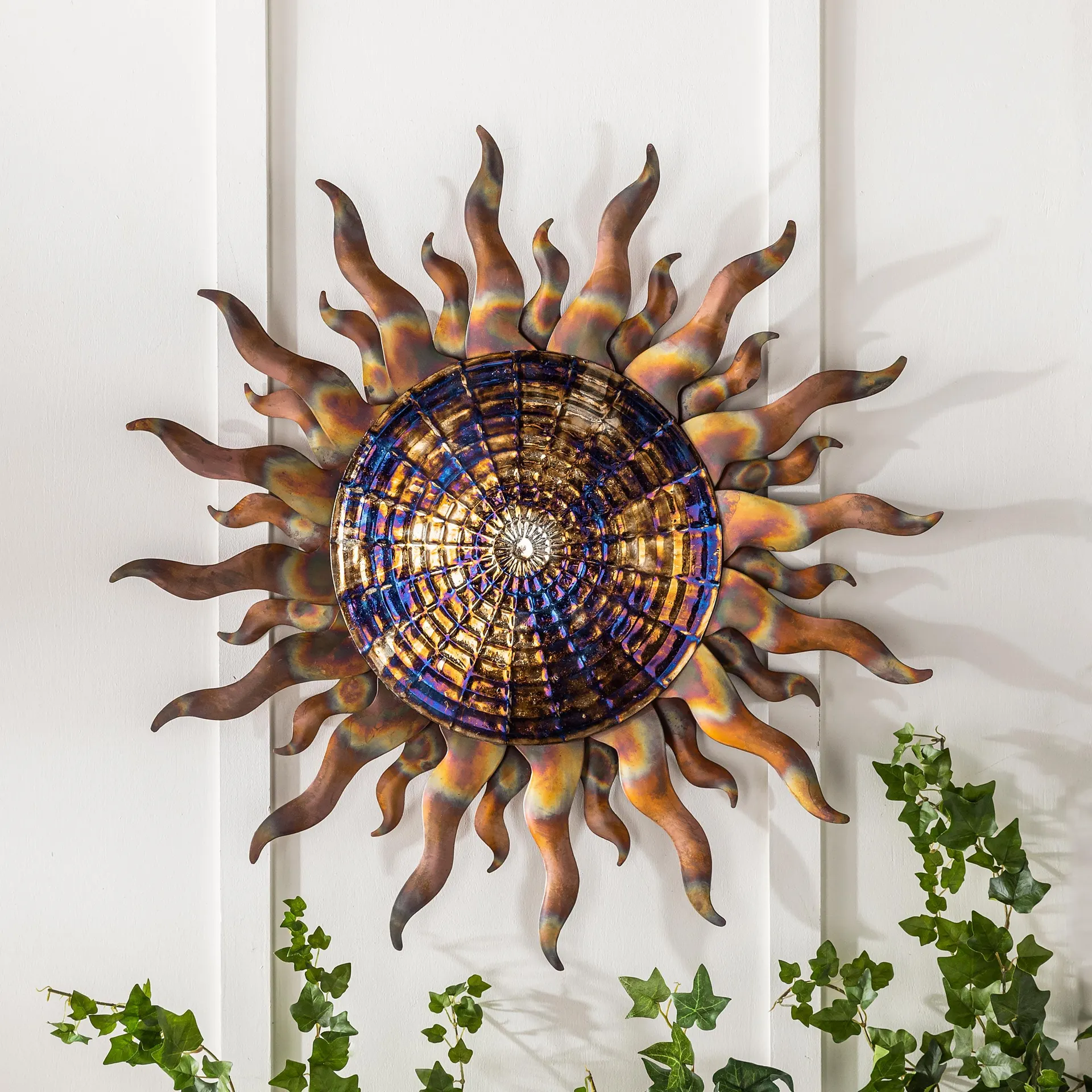 Iridescent Metal Sun Wall Art