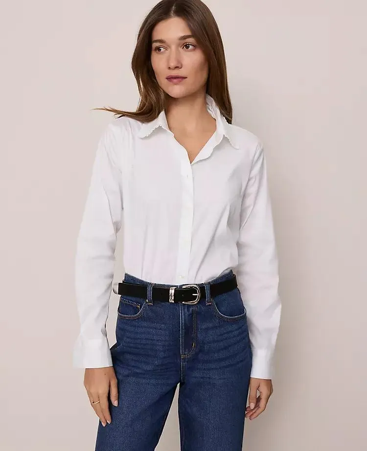 Weekend Collection Ruffle Collar Modern Shirt