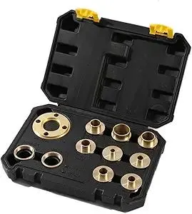 Router Template Guides Set - 11Pcs Brass Router Templates with Lock Nut Adapter, Machined Router Template Bushings Fit Any Router Sub-Base of The Porter Cable Style
